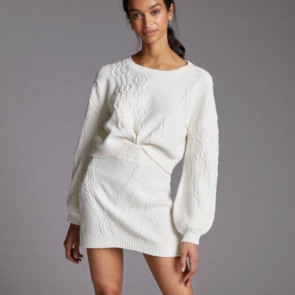 Anthropologie Dresses & Skirts - Anthropologie Maeve Cable-Knit Sweater Skirt Set Medium NWT